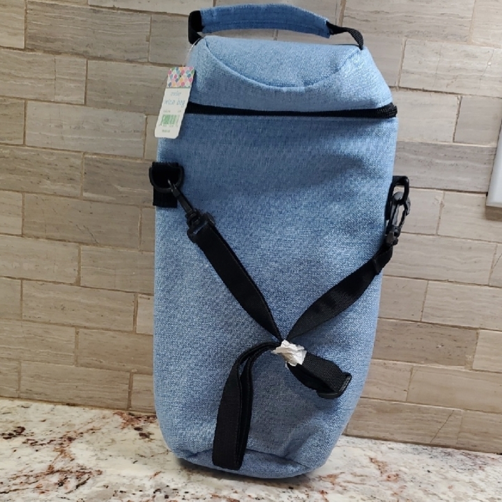 Stylish Blue Denim Wine Cooler Bag